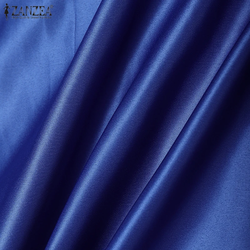 ZANZEA Plus Size Women Satin Midi Party Skirts Elastic Back High Waist Inverted Pleats A-Line Skirt Elegant Cocktail Faldas 5XL