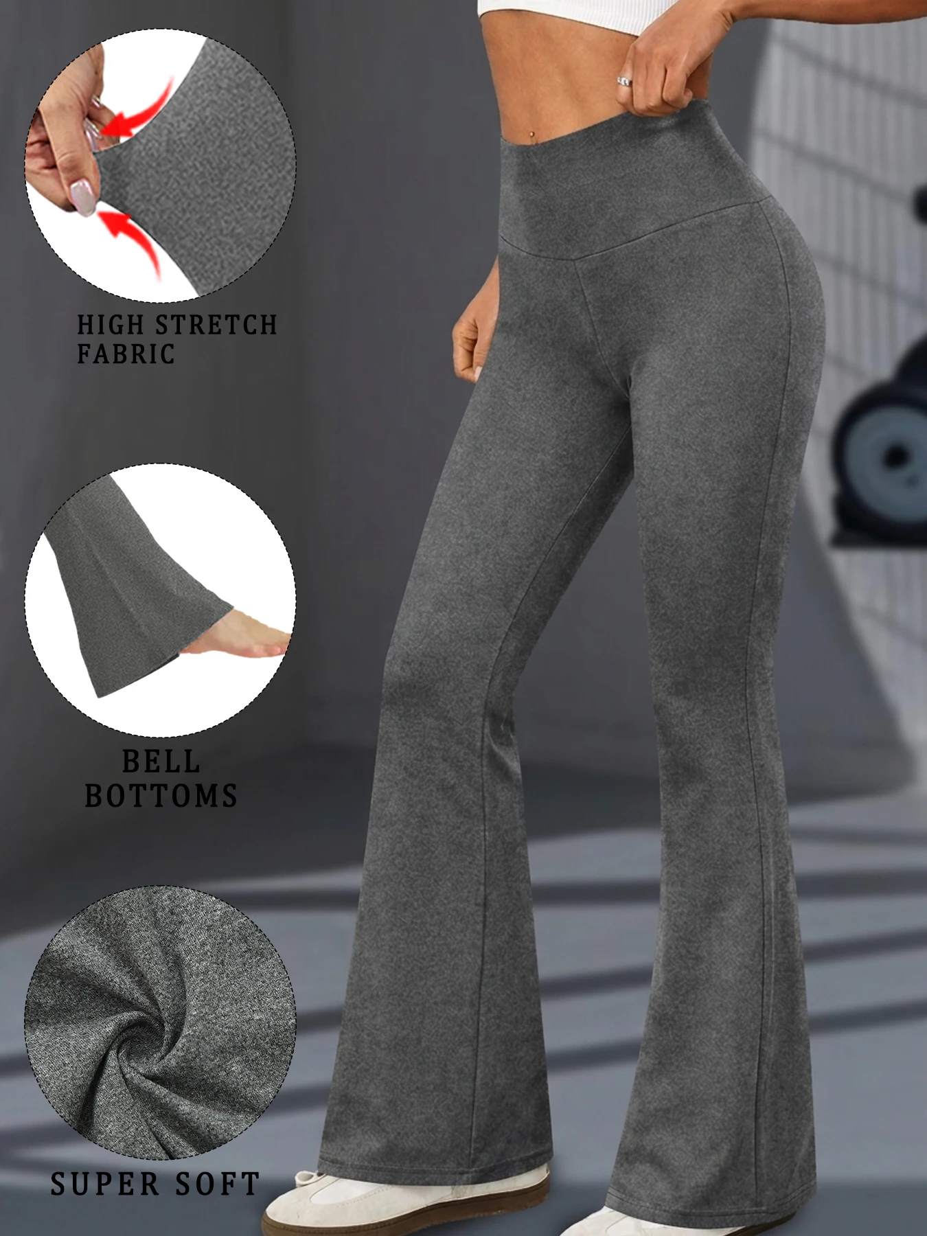 Women's Super Soft Flare Pants High Waisted Tummy Control Workout Yoga Leggings Bell Bottoms