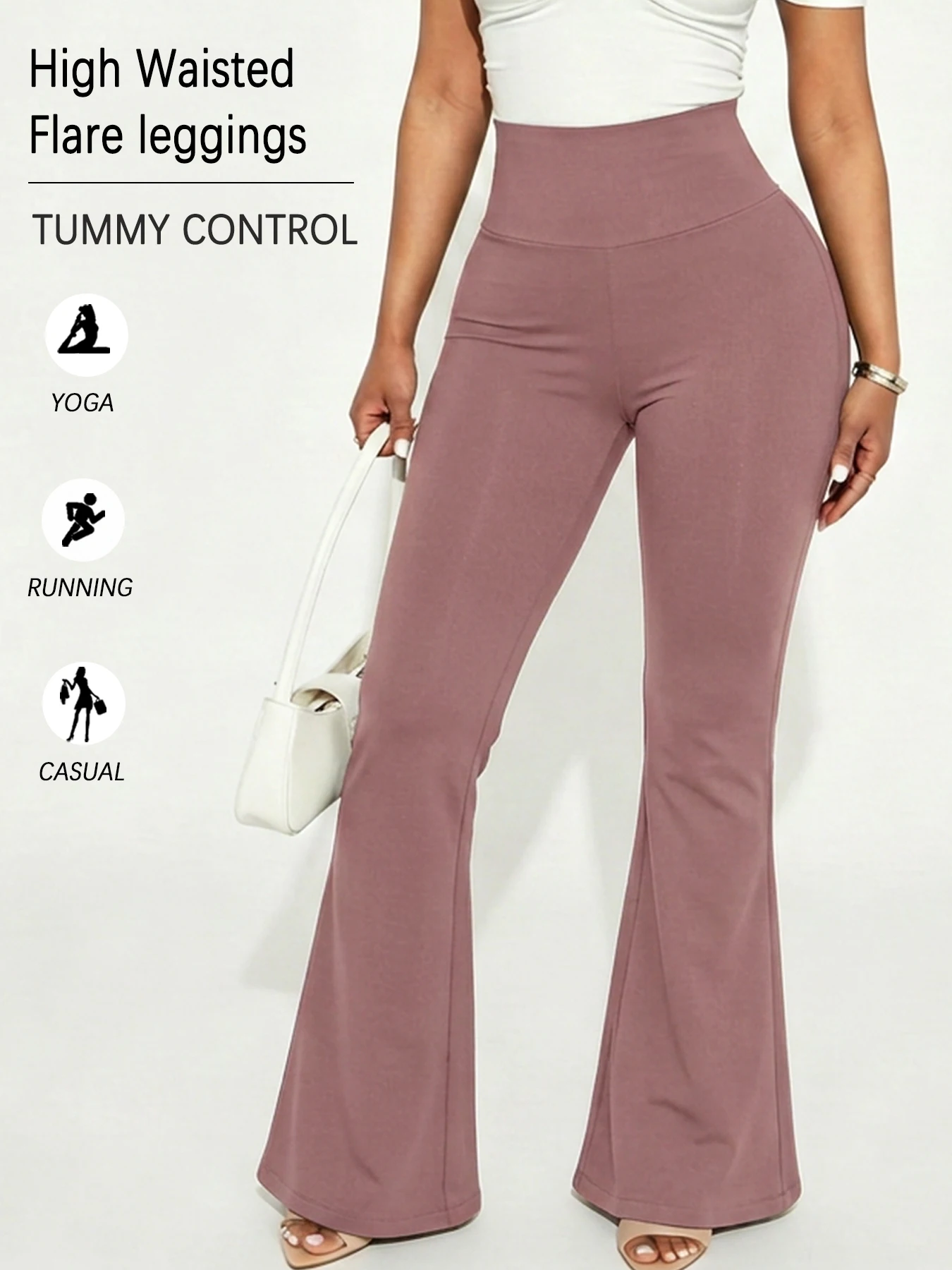 Women's Super Soft Flare Pants High Waisted Tummy Control Workout Yoga Leggings Bell Bottoms