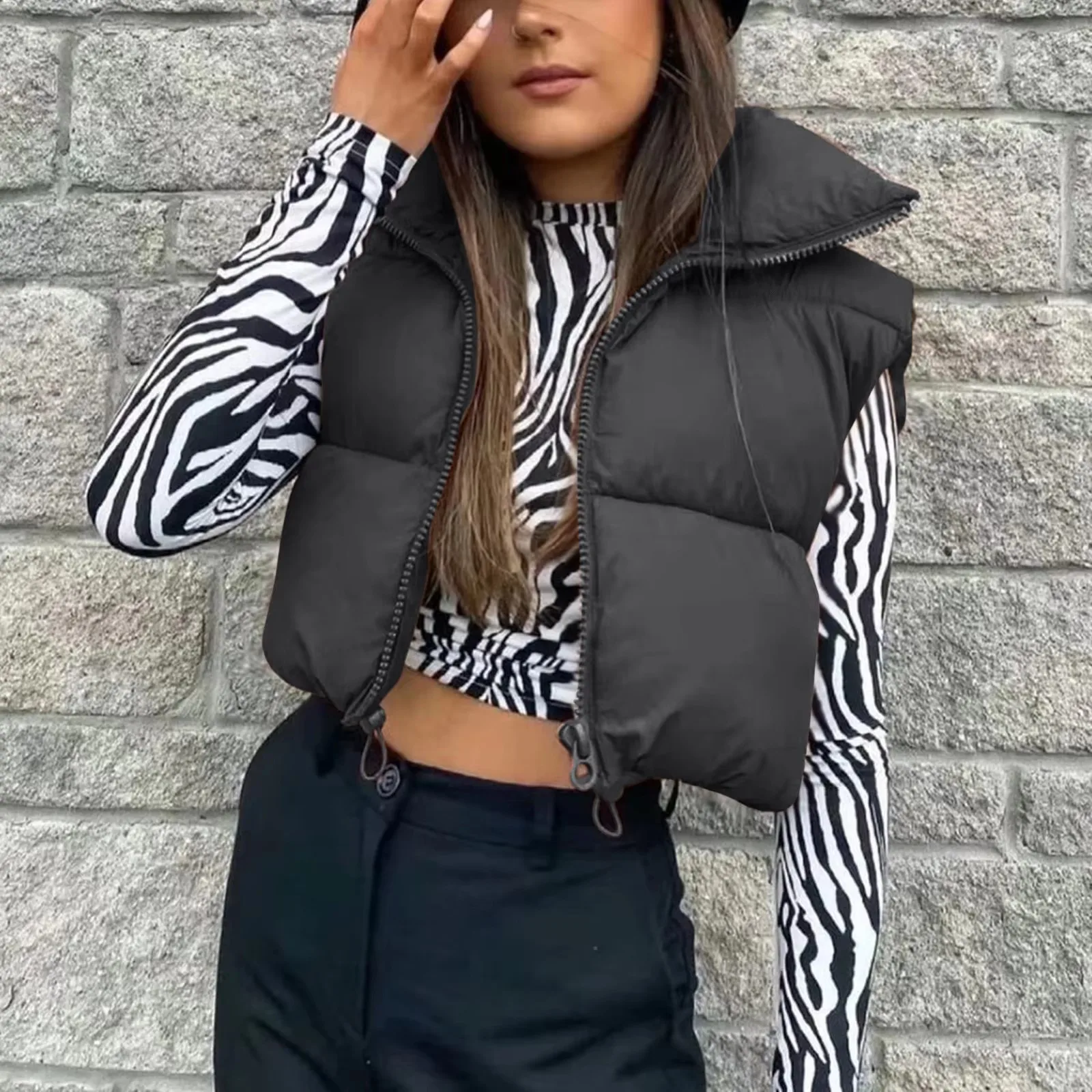 Women Vest Fashion Autumn New 2026 Stand Collar Elegant Coats Warm Outerwear Casual Belt Sleeveless Winter Women Vests Jackets