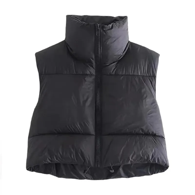 Women Vest Fashion Autumn New 2026 Stand Collar Elegant Coats Warm Outerwear Casual Belt Sleeveless Winter Women Vests Jackets