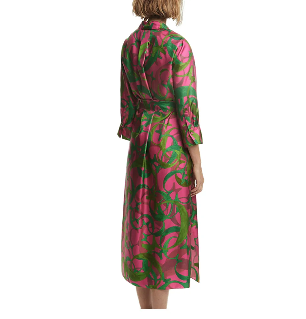 Women's Dress Fashionable and Elegant Single Breasted Lace Design Casual Ladies Dress