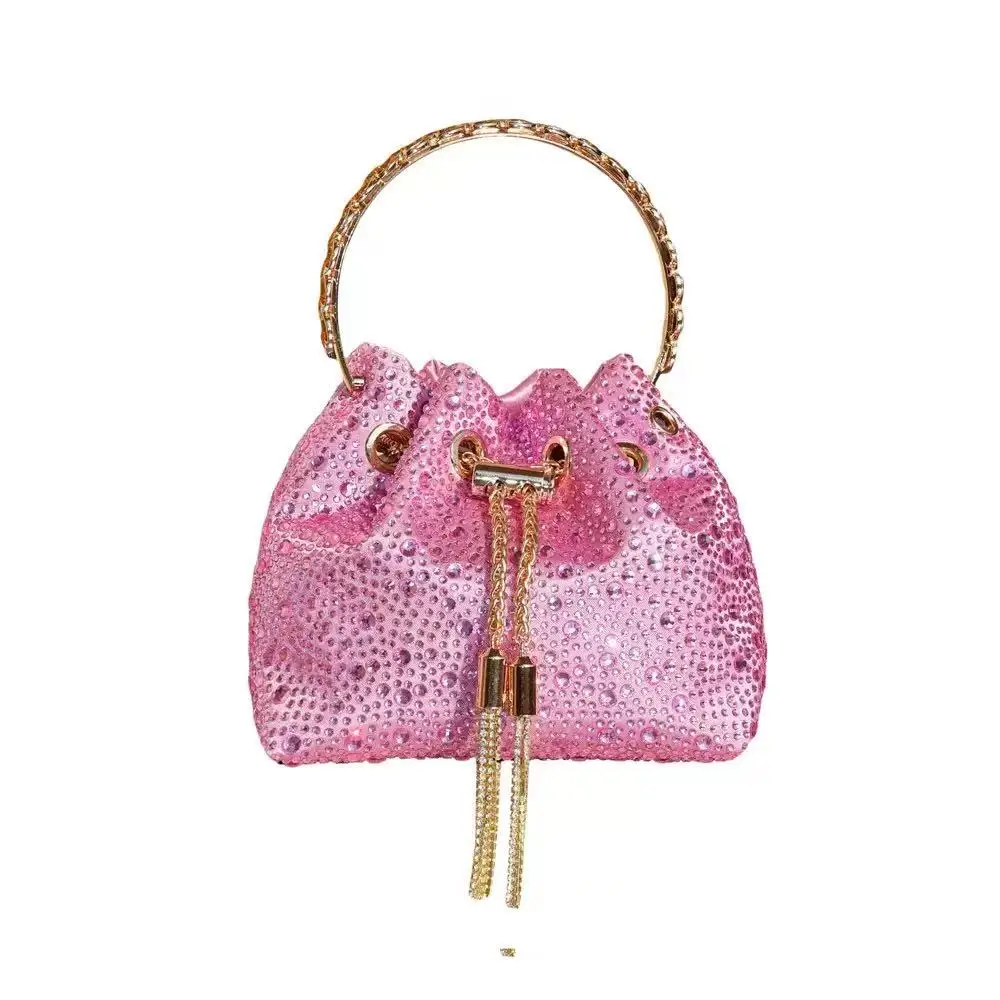 Luxury Designer Women Handbag Glitter Diamond Banquet Bag Satin Bucket Bag Wedding Party Clutch Purse Exquisite Evening Bag