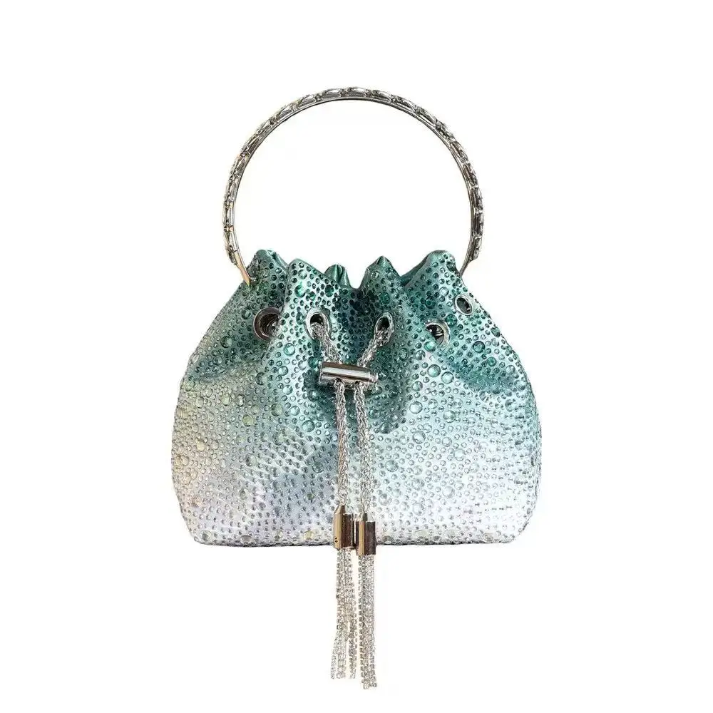Luxury Designer Women Handbag Glitter Diamond Banquet Bag Satin Bucket Bag Wedding Party Clutch Purse Exquisite Evening Bag