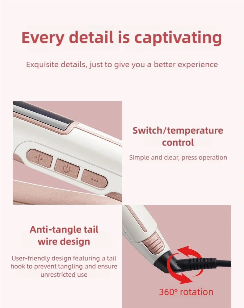 TINSOL 2-in-1 Straightening and Curling Iron Infrared Hair Straightener Wave Plate Curling Iron with Digital Temperature Display