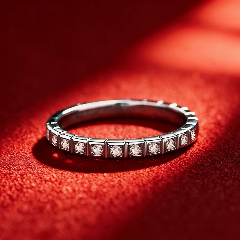 New Women's 1.0-5.5mm Full Moissanite Ring Shiny Wedding Eternal Ring 100% S925 Pure Silver Jewelry Classic Party Ring
