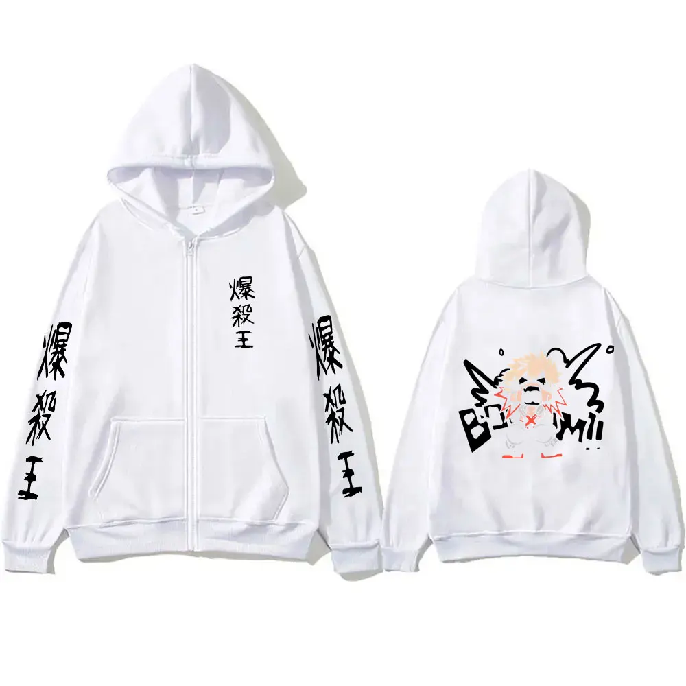 Anime My Hero Academia Bakugou Katsuki Zipper Hoodie Men Women Casual Cosplay Zip Up Jacket Male Manga Funny Zip Up Sweatshirt