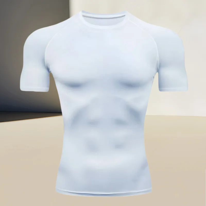 Men's compression t-shirt for running, climbing, and gym workouts, a perfect choice for muscular men who value a snug fit