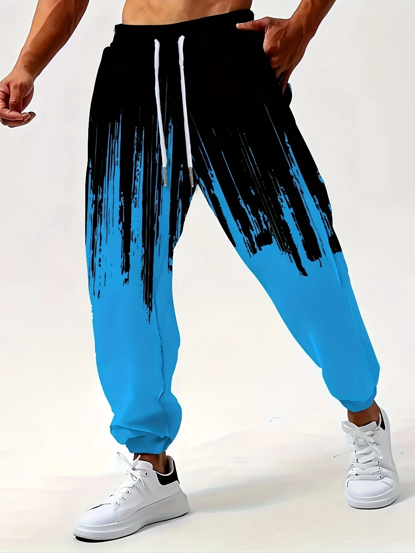 Men's Casual Sports Pants Plus Size Sports Pants, Elastic Waist, Adopting 3D Breathable Daily Street Wear, Plus Size
