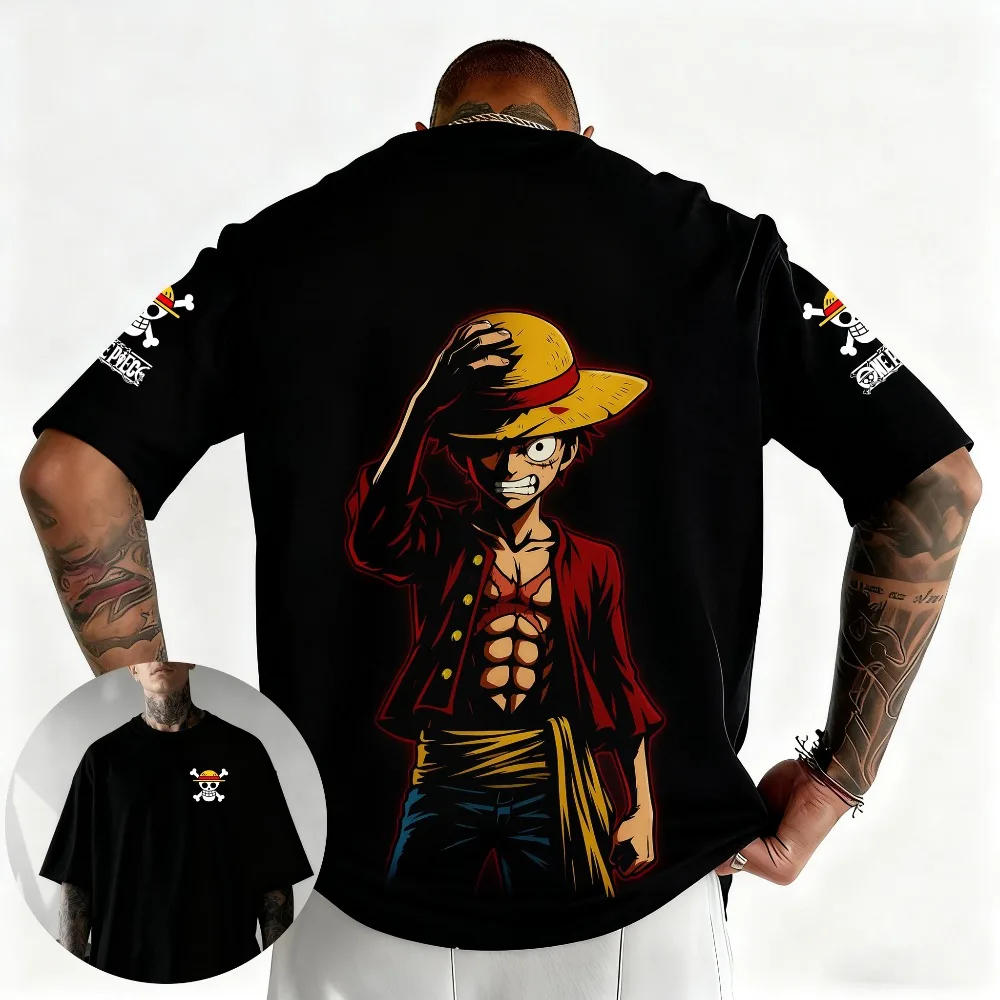 ONE PIECE Monkey D. Luffy 2026 Summer New Product Harajuku Anime Printed Short Sleeve Unisex Cotton T-shirt