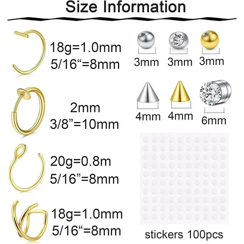 1 Set of Fake Piercings Fake Lip Piercing Fake Lip Ring Fake Nose Ring Hoop Fake Snake Bites Fake Eyebrow Piercing Clip Lip Ring