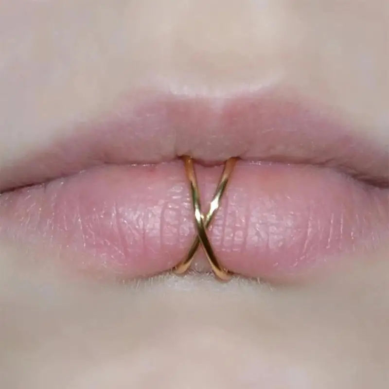 1 Set of Fake Piercings Fake Lip Piercing Fake Lip Ring Fake Nose Ring Hoop Fake Snake Bites Fake Eyebrow Piercing Clip Lip Ring