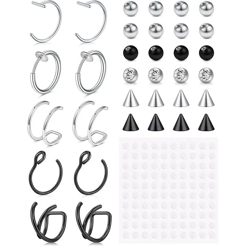 1 Set of Fake Piercings Fake Lip Piercing Fake Lip Ring Fake Nose Ring Hoop Fake Snake Bites Fake Eyebrow Piercing Clip Lip Ring