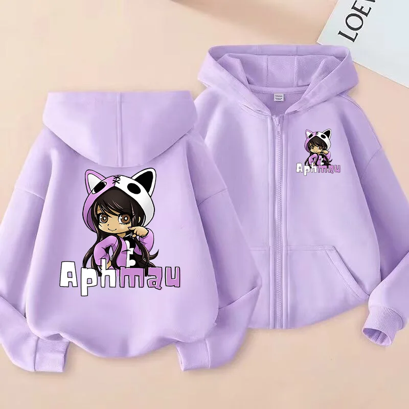 Aphmau Anime Zip Up Hoodie Children Clothes Boys Zipper Sport Shirt Fashion Girl Zipper Sweatshirt Xmas Gift Baby Casual Tops