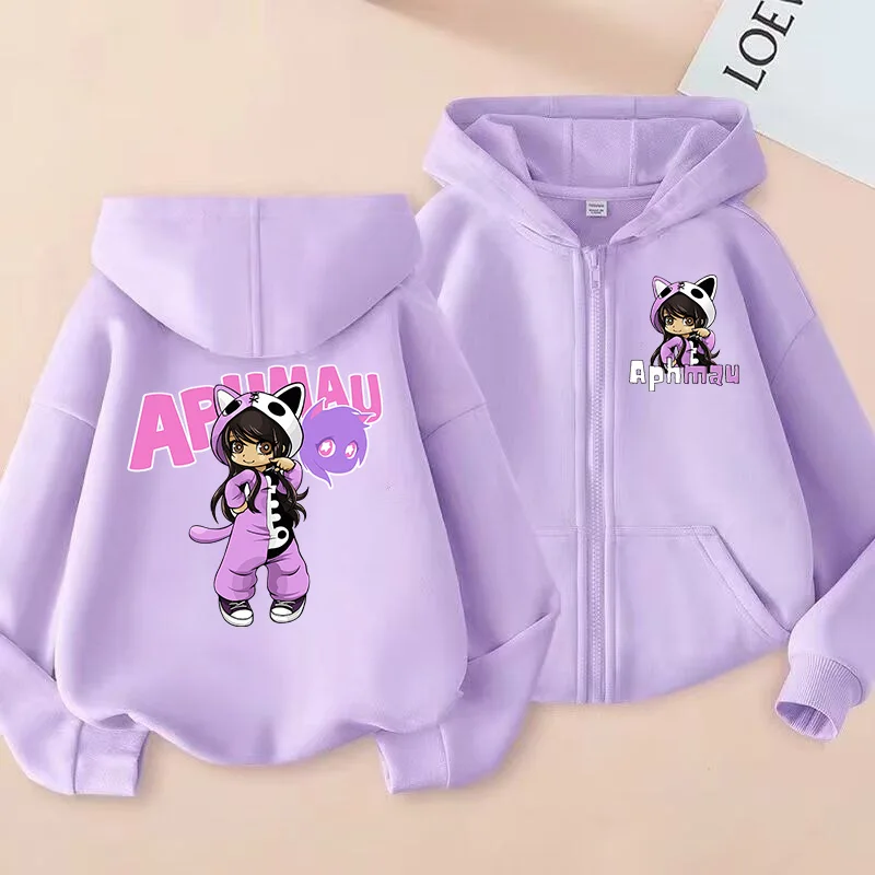 Aphmau Anime Zip Up Hoodie Children Clothes Boys Zipper Sport Shirt Fashion Girl Zipper Sweatshirt Xmas Gift Baby Casual Tops