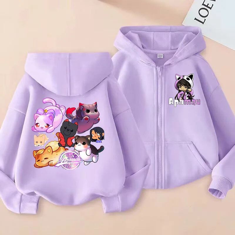 Aphmau Anime Zip Up Hoodie Children Clothes Boys Zipper Sport Shirt Fashion Girl Zipper Sweatshirt Xmas Gift Baby Casual Tops
