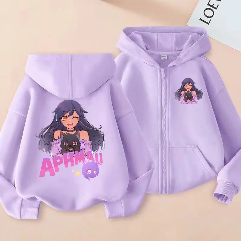 Aphmau Anime Zip Up Hoodie Children Clothes Boys Zipper Sport Shirt Fashion Girl Zipper Sweatshirt Xmas Gift Baby Casual Tops