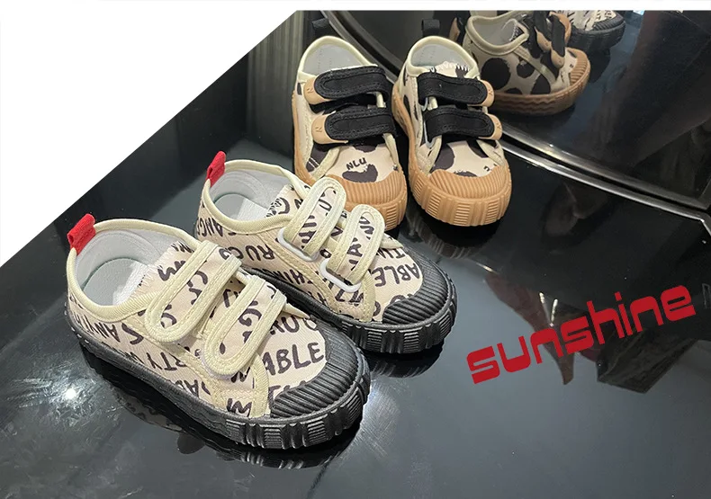 Kids Shoes for Girls Boys Non-slip Soft Sole Canvas Shoes Child Letters Toddler Casual Shoes Tenis Versatile Breathable Sneakers