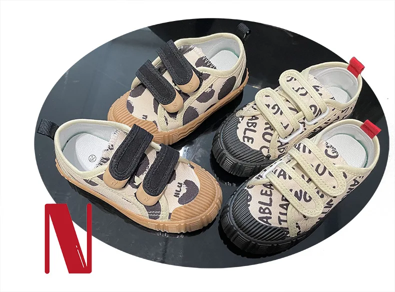 Kids Shoes for Girls Boys Non-slip Soft Sole Canvas Shoes Child Letters Toddler Casual Shoes Tenis Versatile Breathable Sneakers