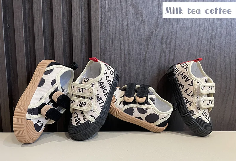 Kids Shoes for Girls Boys Non-slip Soft Sole Canvas Shoes Child Letters Toddler Casual Shoes Tenis Versatile Breathable Sneakers