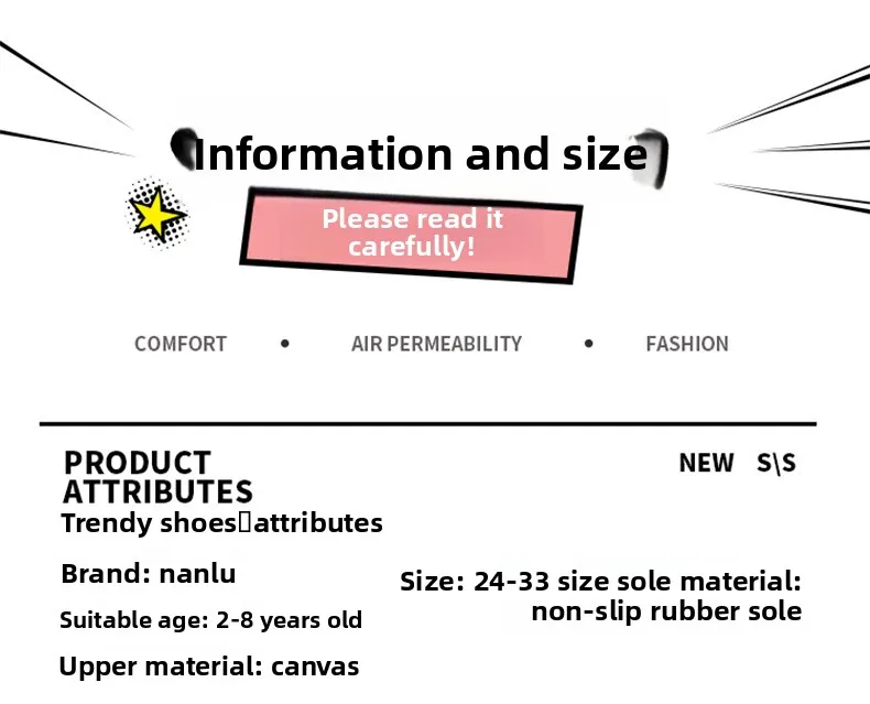 Kids Shoes for Girls Boys Non-slip Soft Sole Canvas Shoes Child Letters Toddler Casual Shoes Tenis Versatile Breathable Sneakers