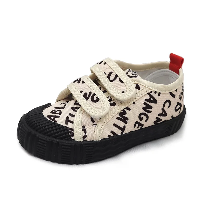 Kids Shoes for Girls Boys Non-slip Soft Sole Canvas Shoes Child Letters Toddler Casual Shoes Tenis Versatile Breathable Sneakers