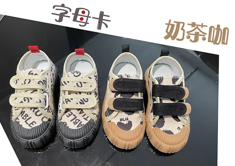 Kids Shoes for Girls Boys Non-slip Soft Sole Canvas Shoes Child Letters Toddler Casual Shoes Tenis Versatile Breathable Sneakers