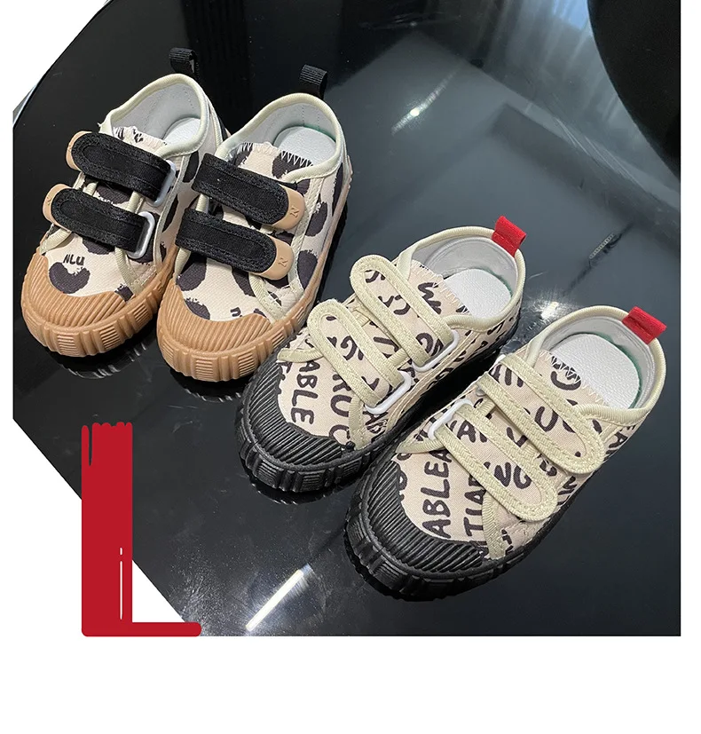 Kids Shoes for Girls Boys Non-slip Soft Sole Canvas Shoes Child Letters Toddler Casual Shoes Tenis Versatile Breathable Sneakers