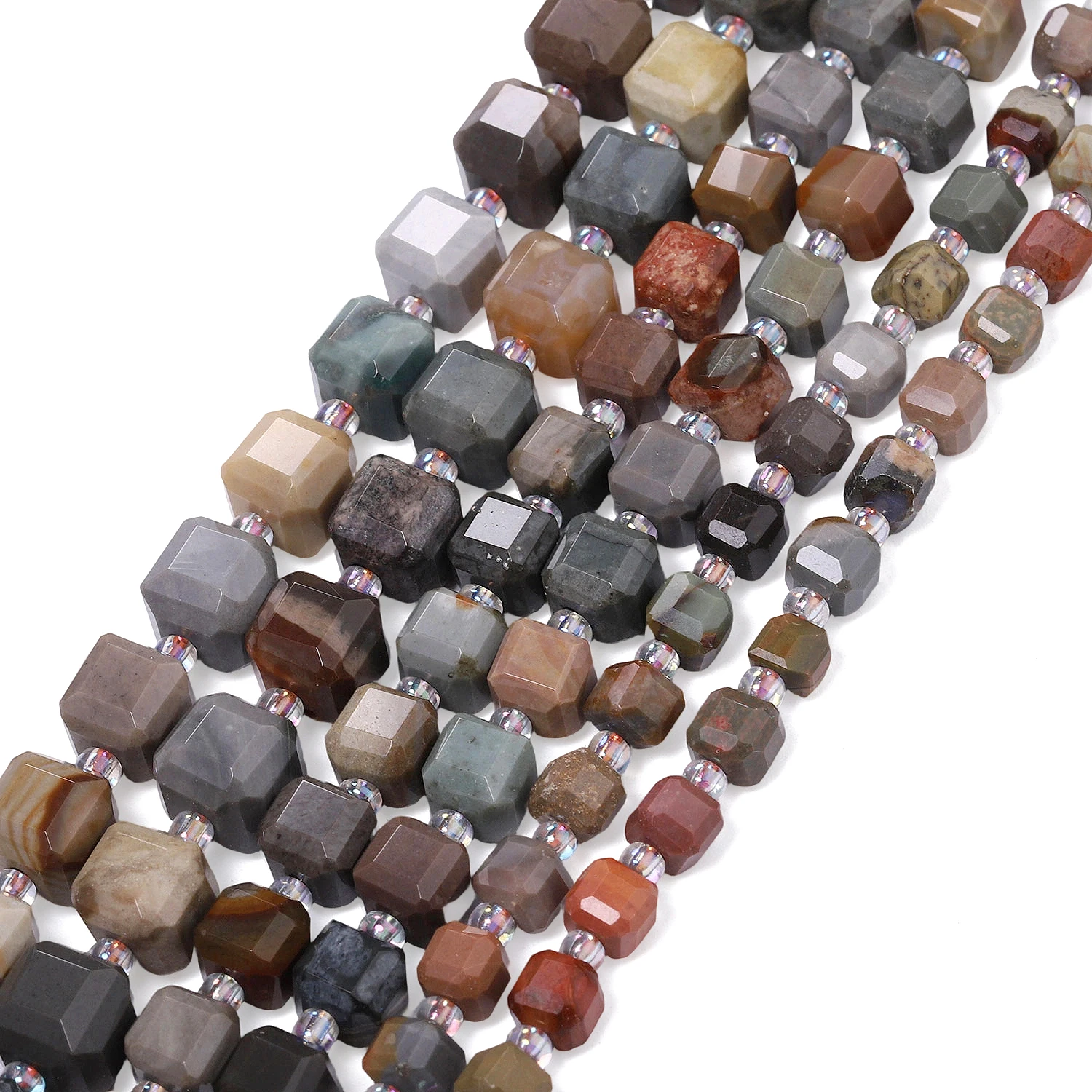 Natural Ocean Jasper Stone Beads Faceted Charms Square Cube Shape Beads for Jewelry Making Diy Bracelet Accessories Wholelsale