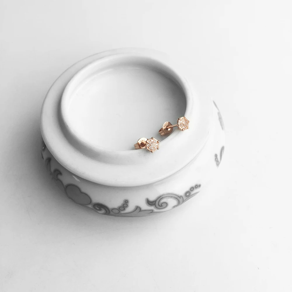 Geometry White Zircon Pave Ear Studs Europe Trendy Jewerly For Women New Glam Gift In Pure 925 Sterling Silver