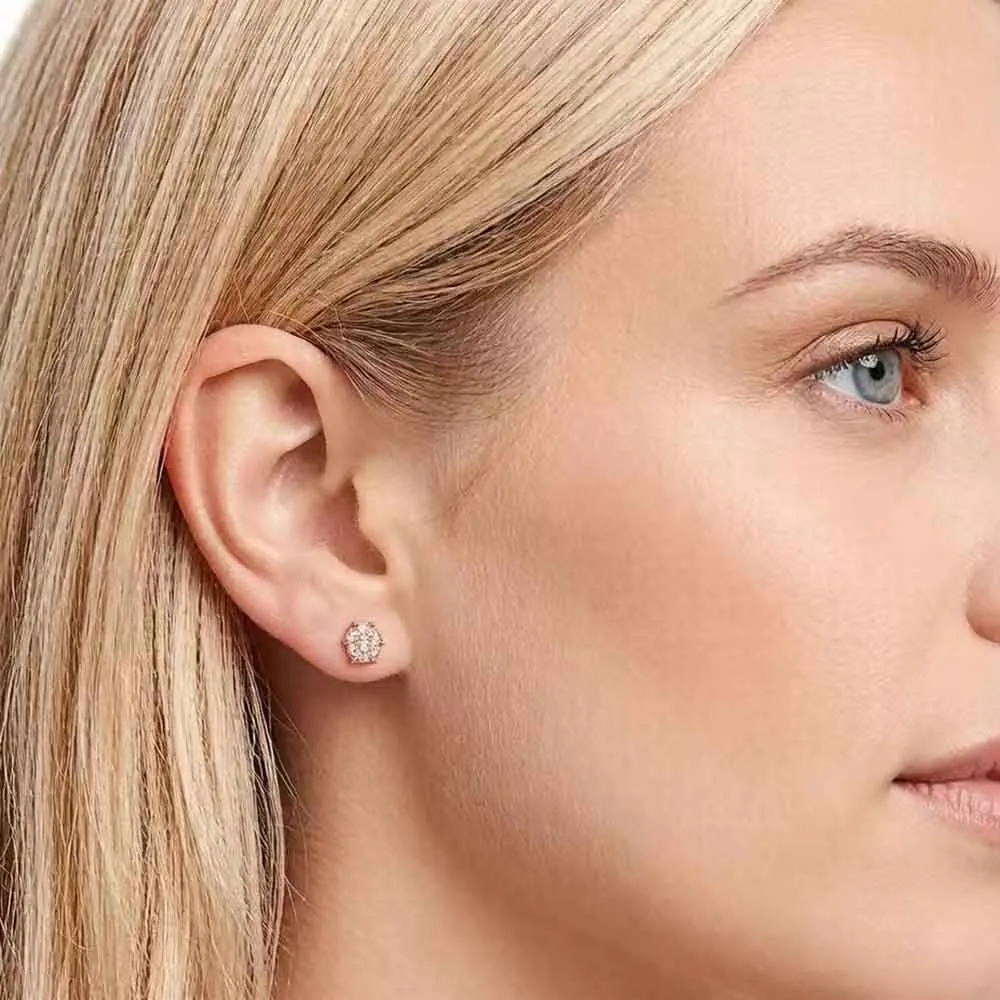 Geometry White Zircon Pave Ear Studs Europe Trendy Jewerly For Women New Glam Gift In Pure 925 Sterling Silver