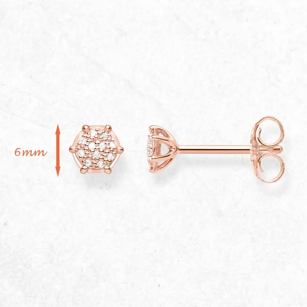 Geometry White Zircon Pave Ear Studs Europe Trendy Jewerly For Women New Glam Gift In Pure 925 Sterling Silver