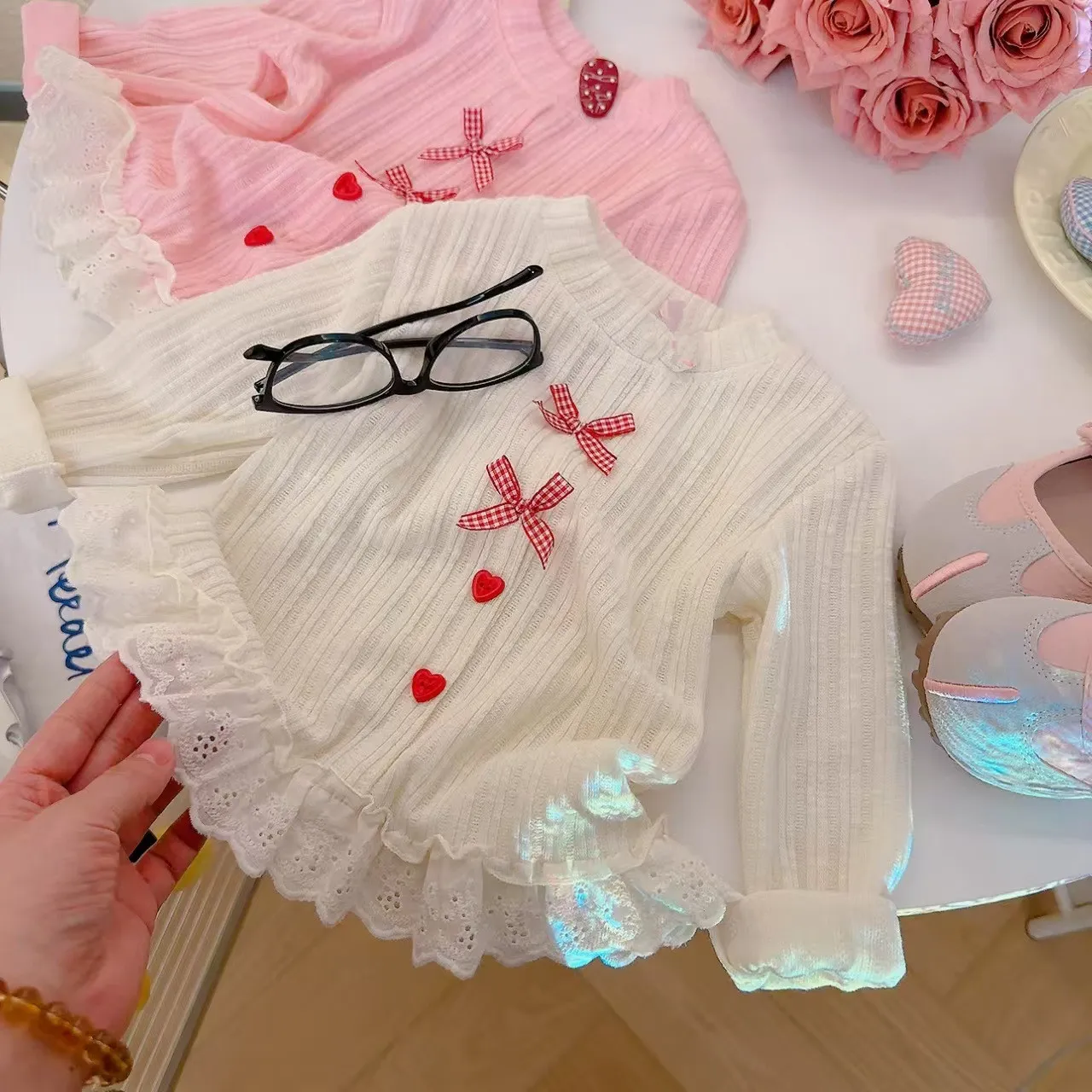 Baby Girls Sweet Lace Ruffle T-shirt Soft Tops Bottom Wear Fashion Spring Kids Clothes