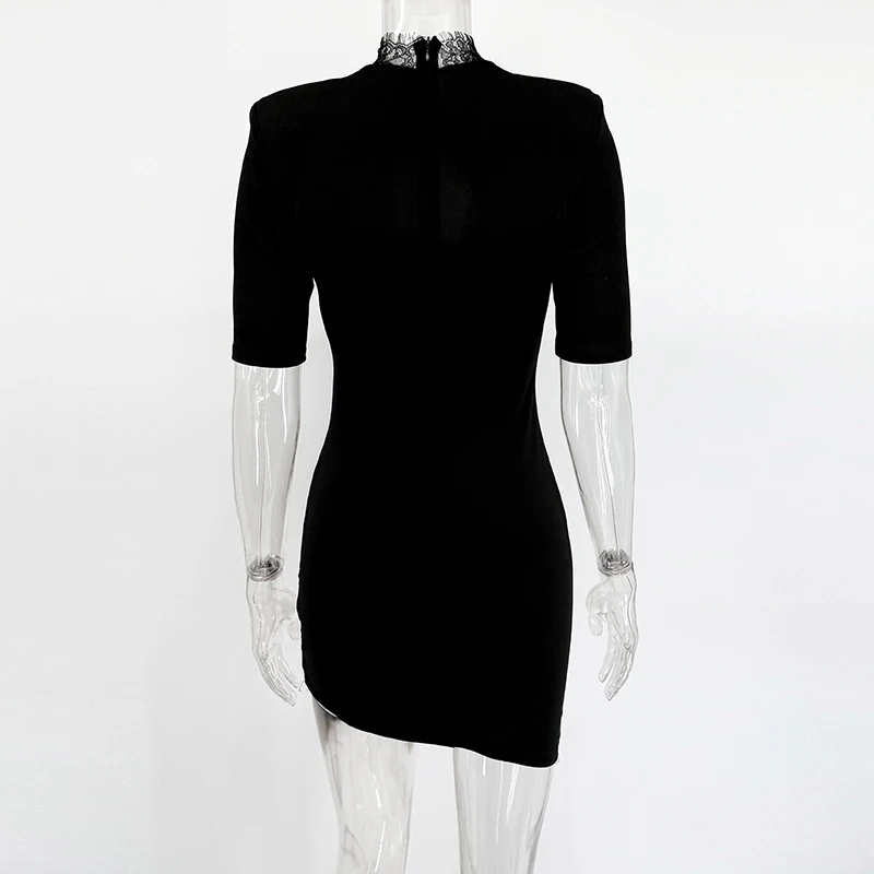 Black Lace Mini Dress Women Short Sleeve Bodycon Sexy Dresses Elegant Summer Hollow Out Party Slim Dress Vestidos For Holiday