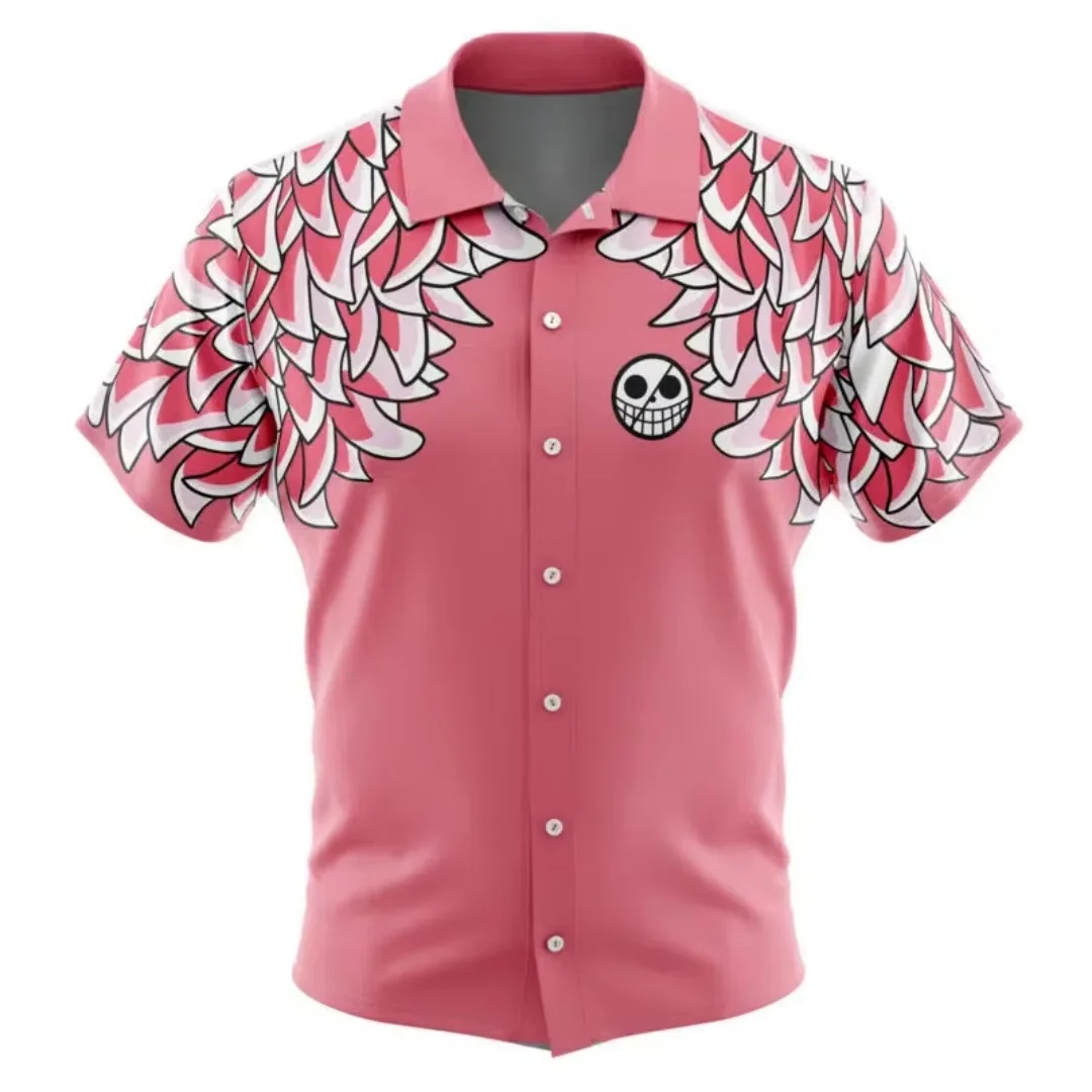 One Piece Button Up Hawaiian Shirt Fashion Trend Breathable Loose Versatile Casual Sports Summer Men Shirt