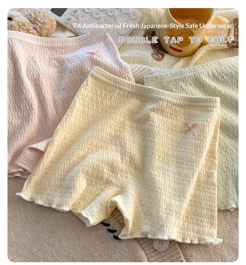 New Pure Cotton Girls' Underwear Safety Pants, Student Children's Girls Anti-Exposure Mid-Rise Base Shorts, Girl Boxer Briefs