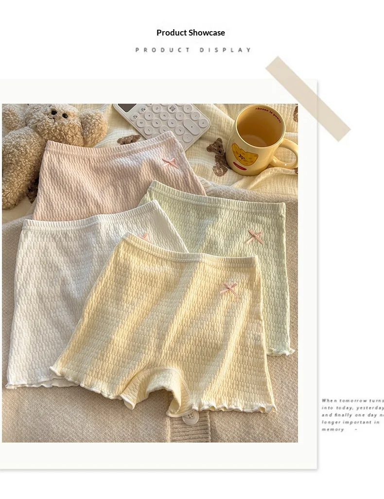 New Pure Cotton Girls' Underwear Safety Pants, Student Children's Girls Anti-Exposure Mid-Rise Base Shorts, Girl Boxer Briefs