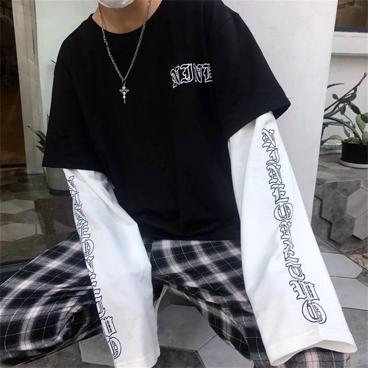 Men T Shirts Autumn Men Clothes Anime Casual Long Sleeved Oversized Y2K T-Shirt Harajuku Streetwear Academia Hip Hop Tee Tops