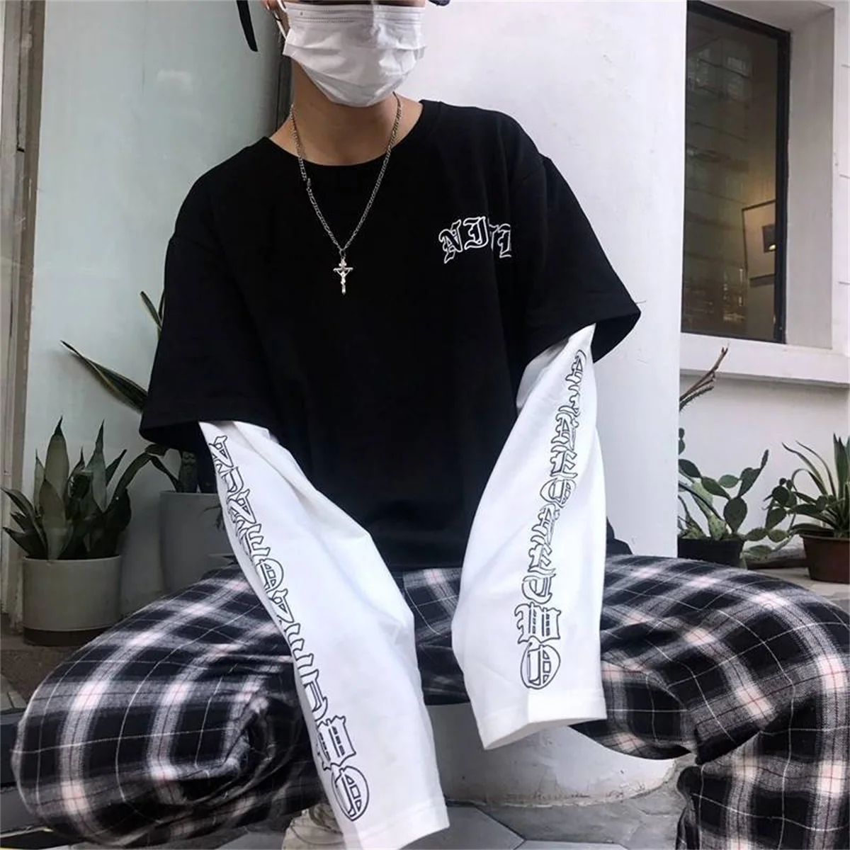 Men T Shirts Autumn Men Clothes Anime Casual Long Sleeved Oversized Y2K T-Shirt Harajuku Streetwear Academia Hip Hop Tee Tops