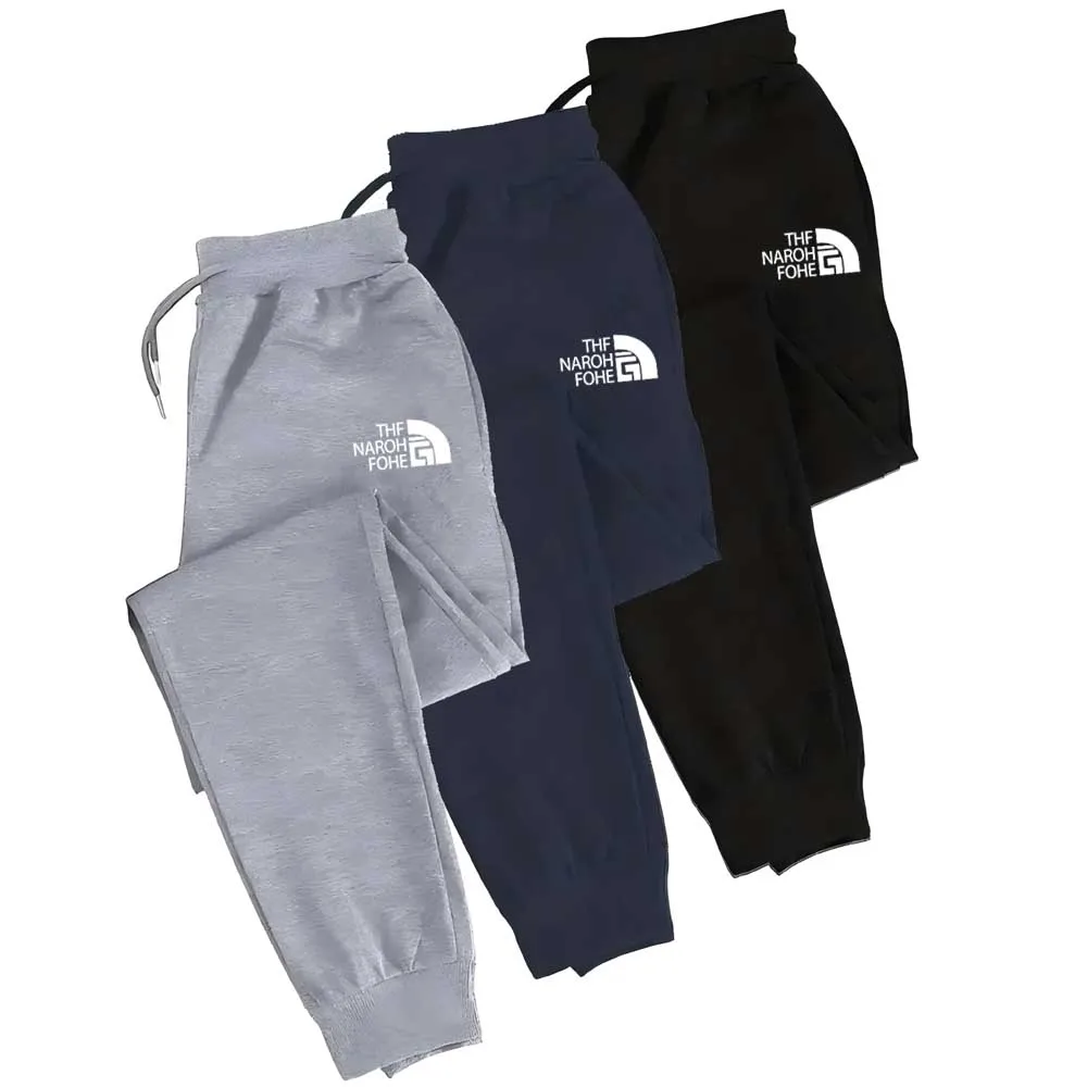 THF NAROH FOHE Printed Men's Casual Jogging Pants, with a Double Design of Drawstring and Rolled-Up Edges, in a Loose Style