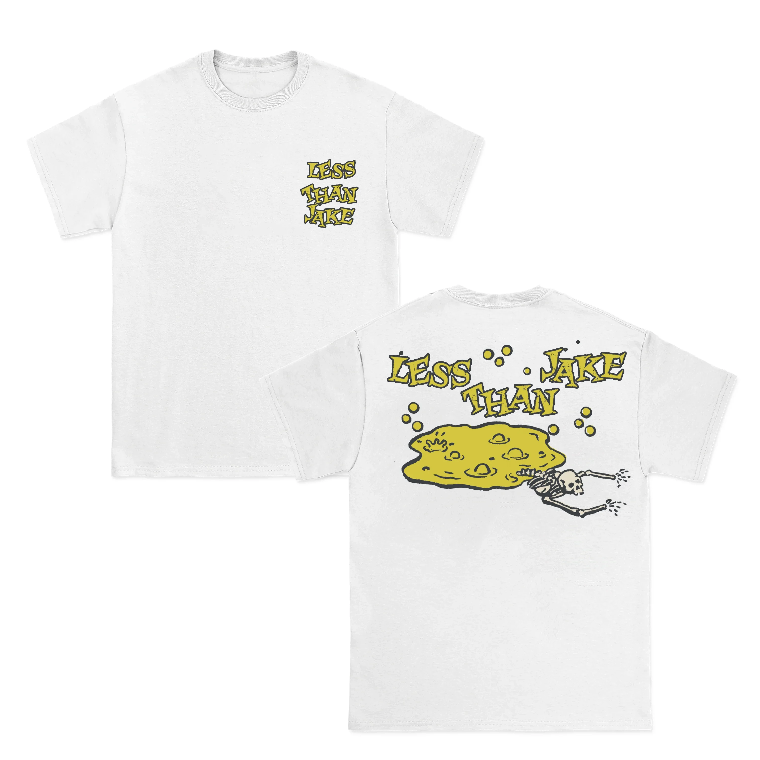 Limited Hip Hop Men's T-shirt 90s Less Than Jake Punk Rock Band Tshirt Cotton Black Print Overszied Short Sleeves Man Women