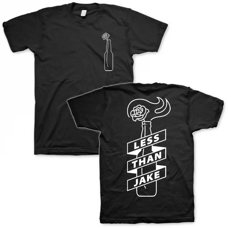 Limited  Hip Hop Men's T-shirt 90s Less Than Jake Punk Rock Band Tshirt Cotton Black  Print Overszied Short Sleeves Man Women