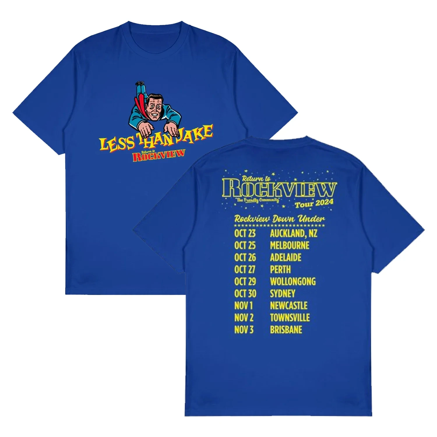 Limited Hip Hop Men's T-shirt 90s Less Than Jake Punk Rock Band Tshirt Cotton Black Print Overszied Short Sleeves Man Women