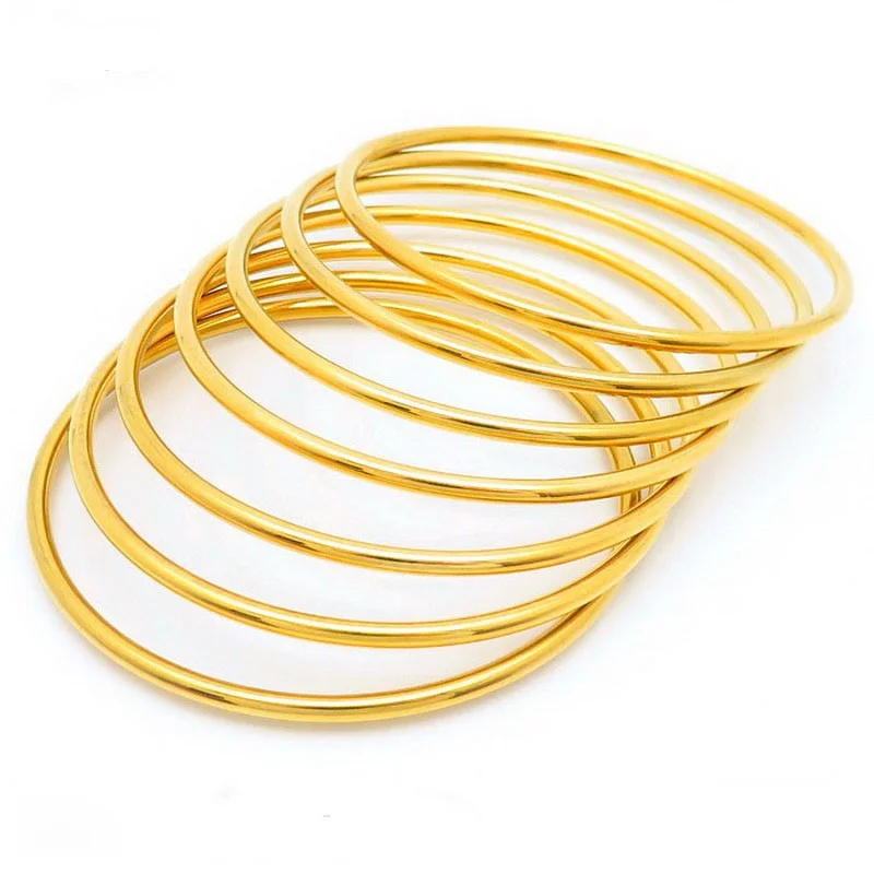 KALEN 7pcs/set Simple Fashion Stainless Steel Bracelet For Women Gold Silver Color Geometry Wire Round Bangle Jewelry Wristband
