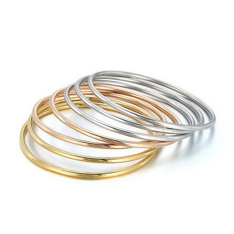 KALEN 7pcs/set Simple Fashion Stainless Steel Bracelet For Women Gold Silver Color Geometry Wire Round Bangle Jewelry Wristband