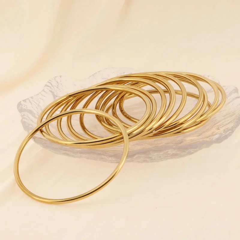 KALEN 7pcs/set Simple Fashion Stainless Steel Bracelet For Women Gold Silver Color Geometry Wire Round Bangle Jewelry Wristband
