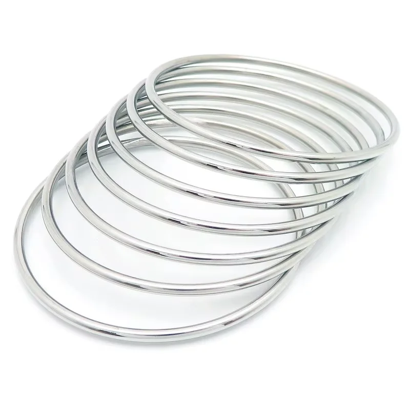 KALEN 7pcs/set Simple Fashion Stainless Steel Bracelet For Women Gold Silver Color Geometry Wire Round Bangle Jewelry Wristband