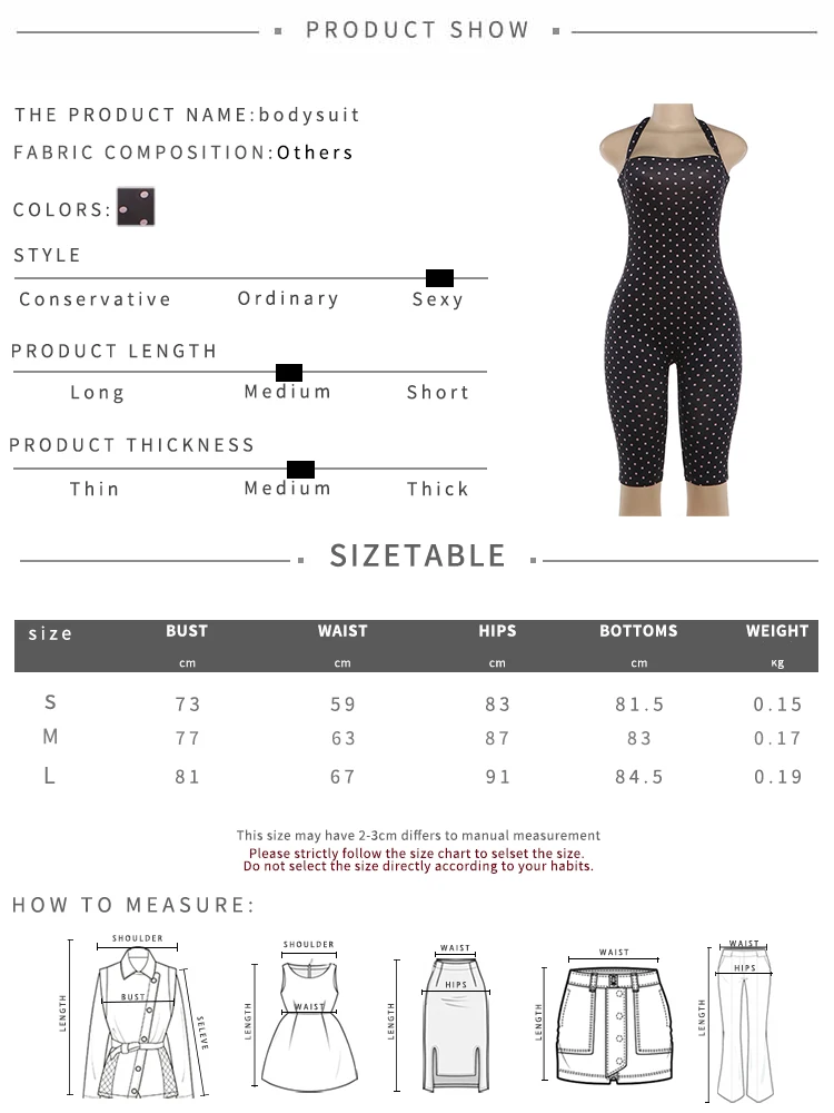 Kliou Polka Dot Print Playsuit Woman Summer Trend Bandage Halter Backless Skinny Peach Hip Hot Girls High Street Fashion Rompers