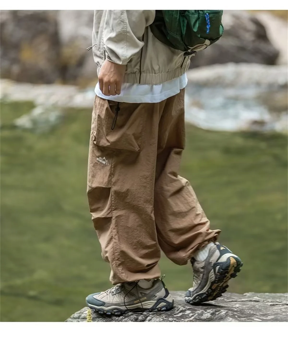 Men's Spring and Autumn New Waterproof Hip Hop Mountaineering Pants Casual Harajuku Work Pants Black Cargo Outwear Pants