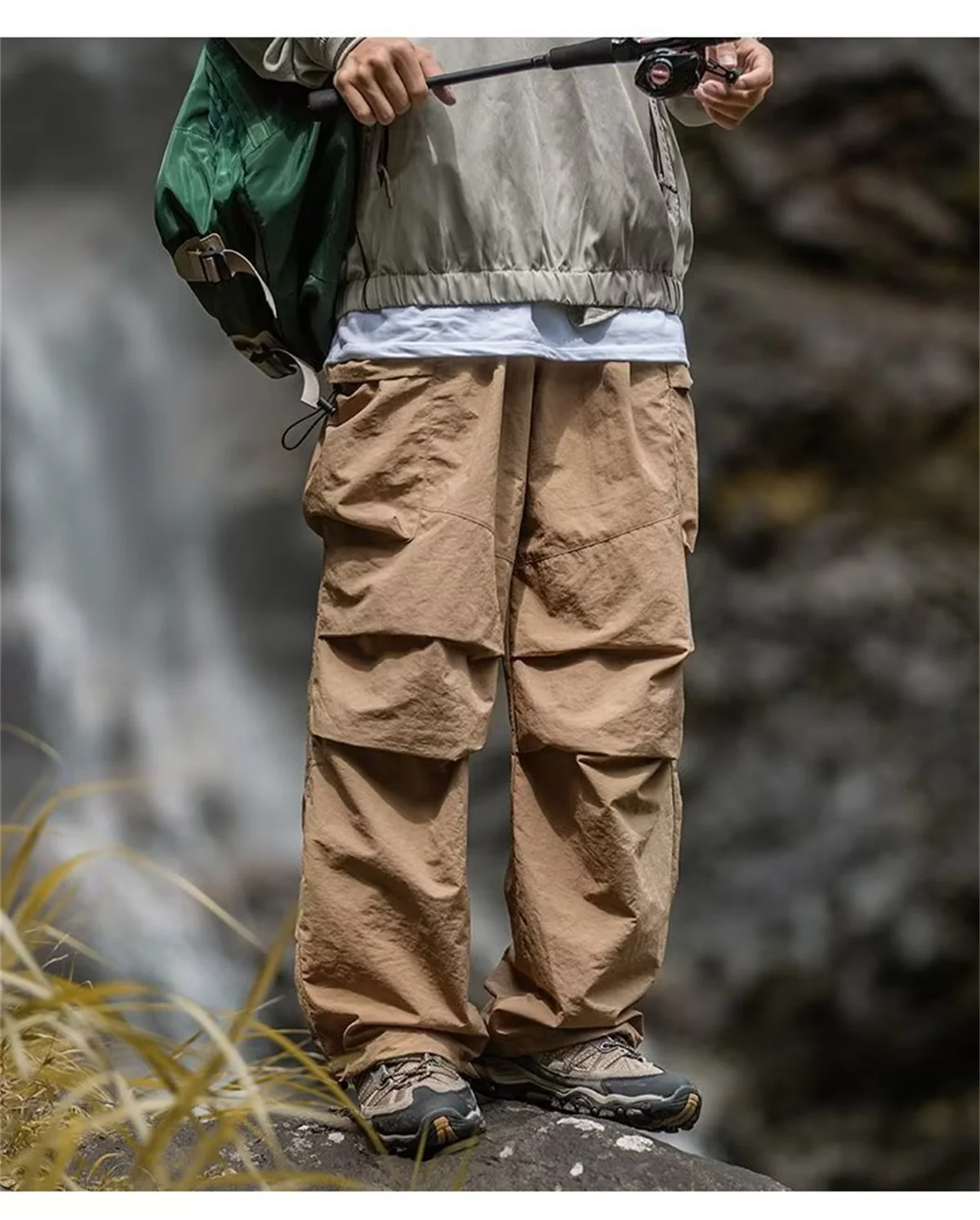 Men's Spring and Autumn New Waterproof Hip Hop Mountaineering Pants Casual Harajuku Work Pants Black Cargo Outwear Pants